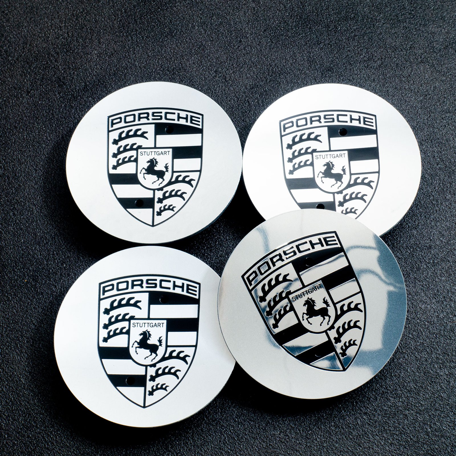 76mm Porsche Nabendeckel Radkappen 9P1601147A Schwarz/Sliber - Image 2