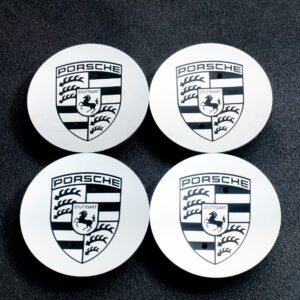 76mm Porsche Nabendeckel Radkappen 9P1601147A Schwarz/Sliber