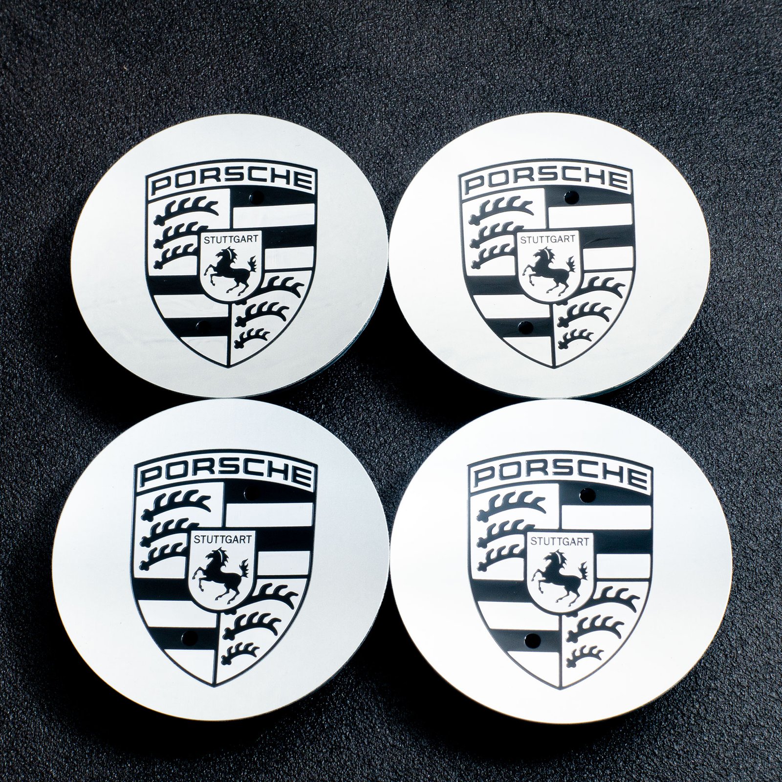 76mm Porsche Nabendeckel Radkappen 9P1601147A Schwarz/Sliber