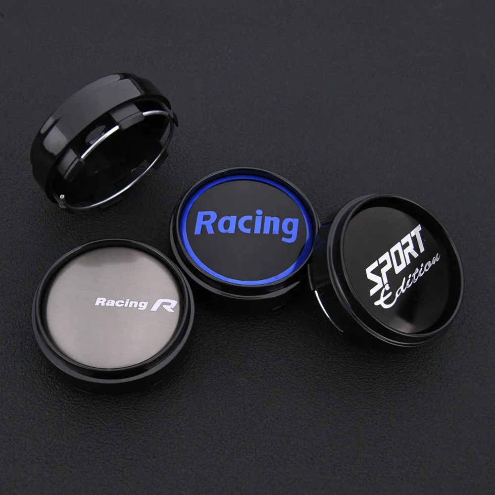 4X 66mm Racing R Sport Logo Radkappen Radnabenkappen