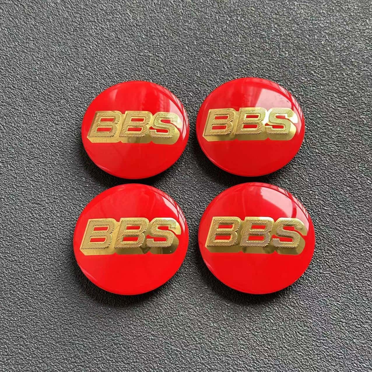 4 Stück 70mm BBS 09:24.030 Nabendeckel Nabenkappen rotes Gold