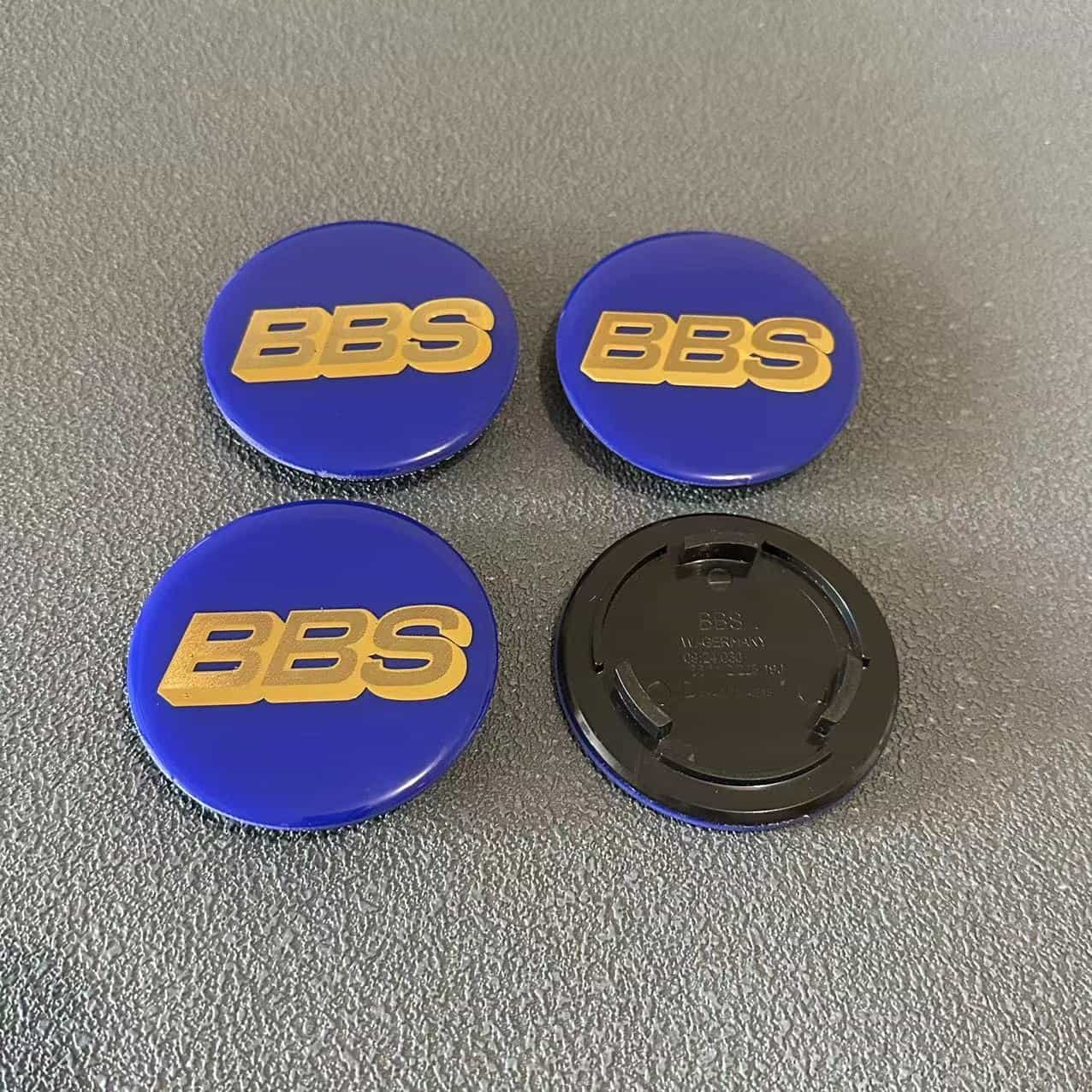 4 Stück 70mm BBS 09:24.030 Nabendeckel Nabenkappen Blau Gold - Image 3