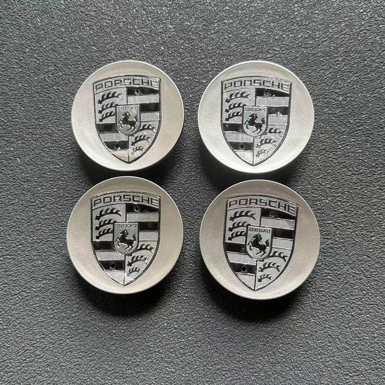 Porsche 65mm Nabendeckel 95B601150 Radkappen Schwarz/Sliber