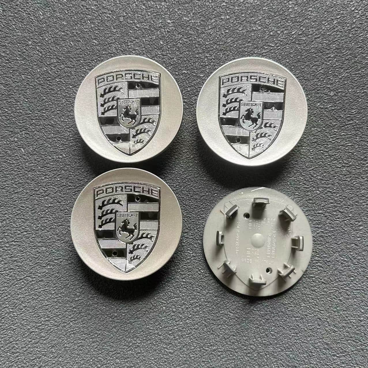 Porsche 65mm Nabendeckel 95B601150 Radkappen Schwarz/Sliber - Image 2