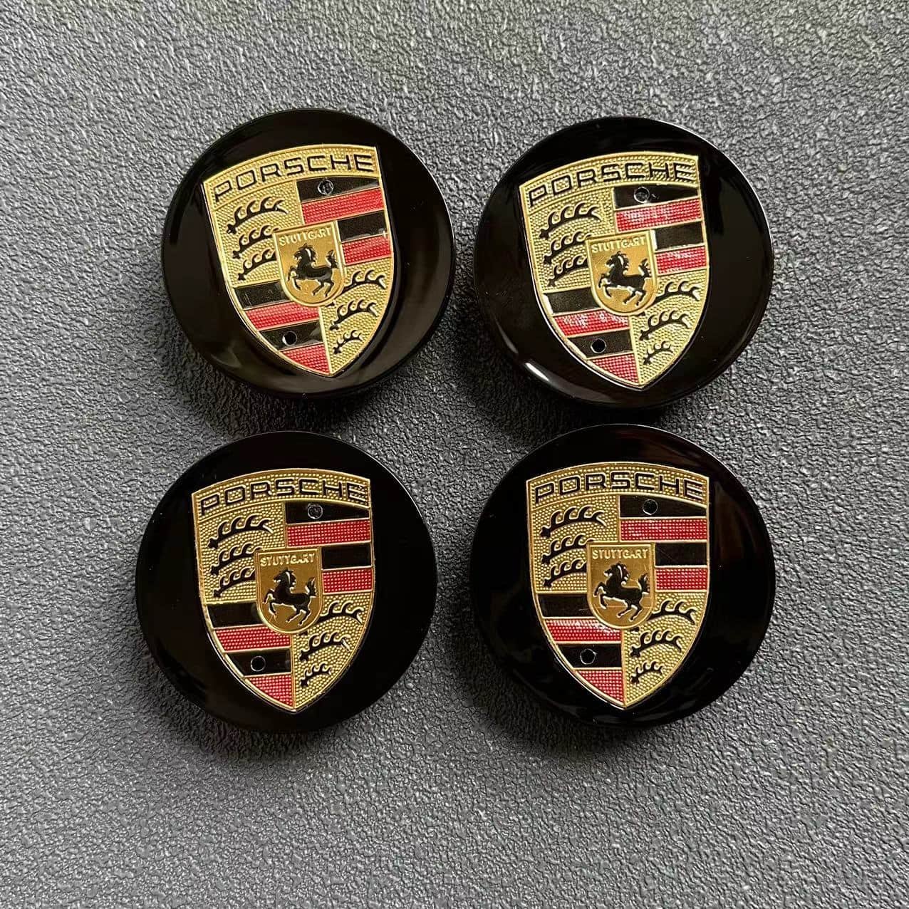 Porsche 65mm Nabendeckel 95B601150 Radkappen Schwarz/Gold - Image 2