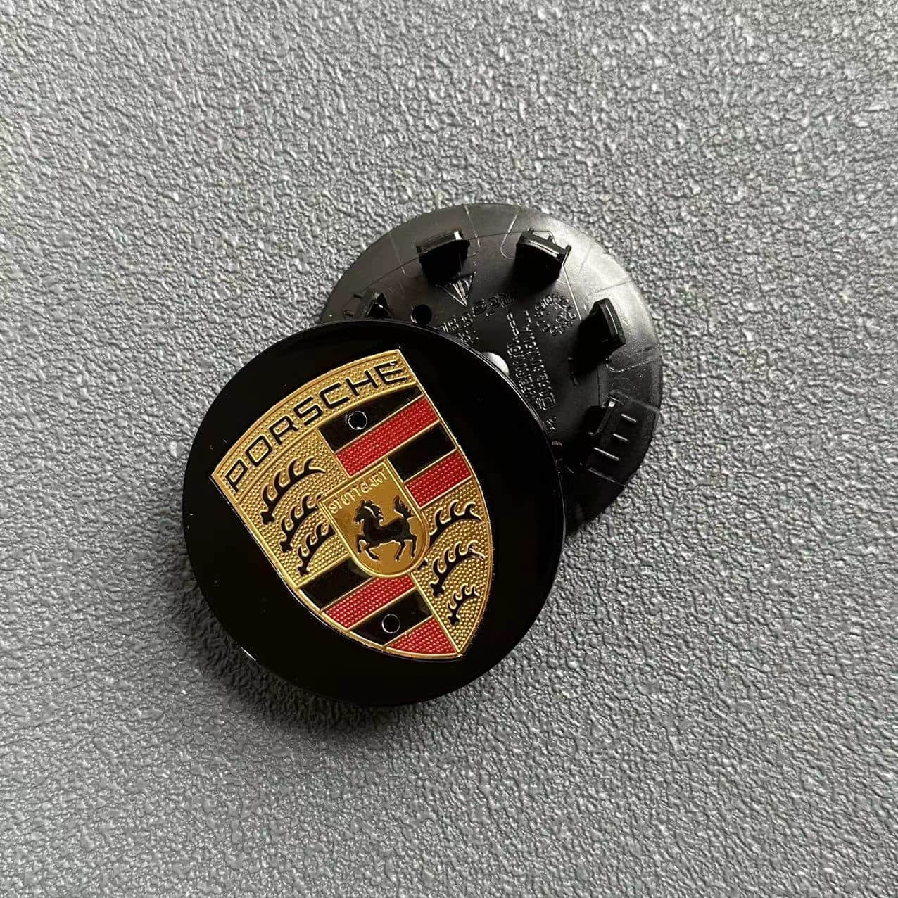Porsche 65mm Nabendeckel 95B601150 Radkappen Schwarz/Gold - Image 4