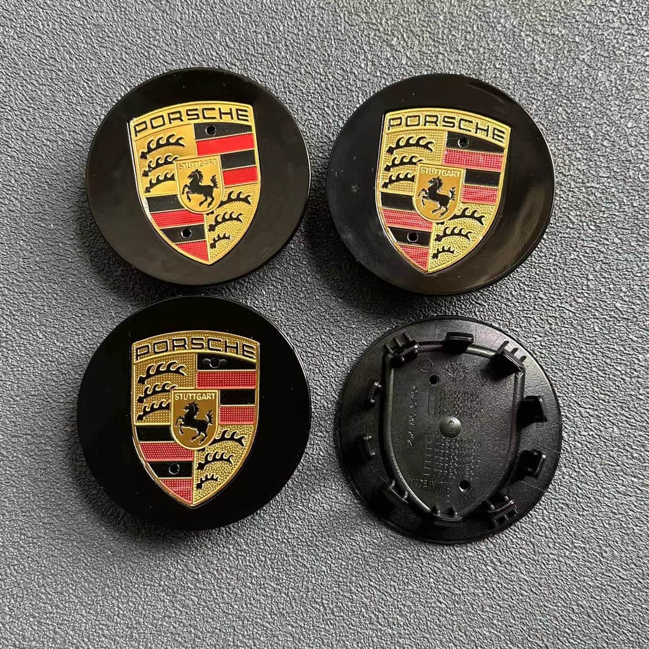 76mm Porsche Nabendeckel Radkappen 7L5601149 7PP601149 Gold/Schwarz