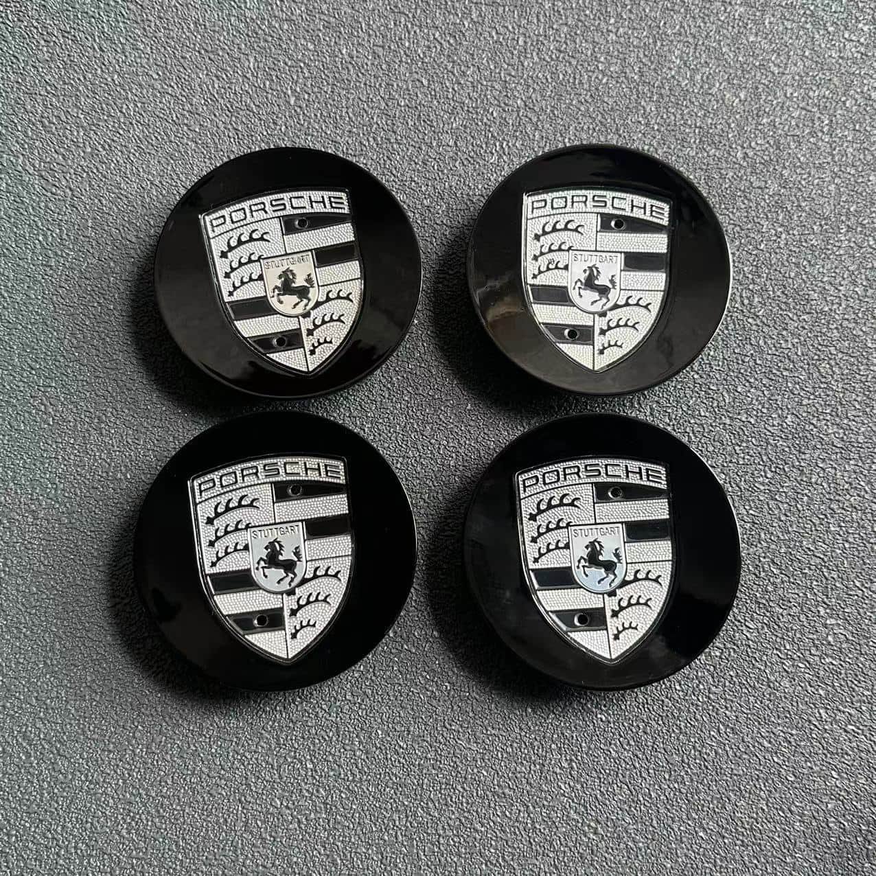 Porsche 65mm Nabendeckel 95B601150 Radkappen Schwarz/Silber