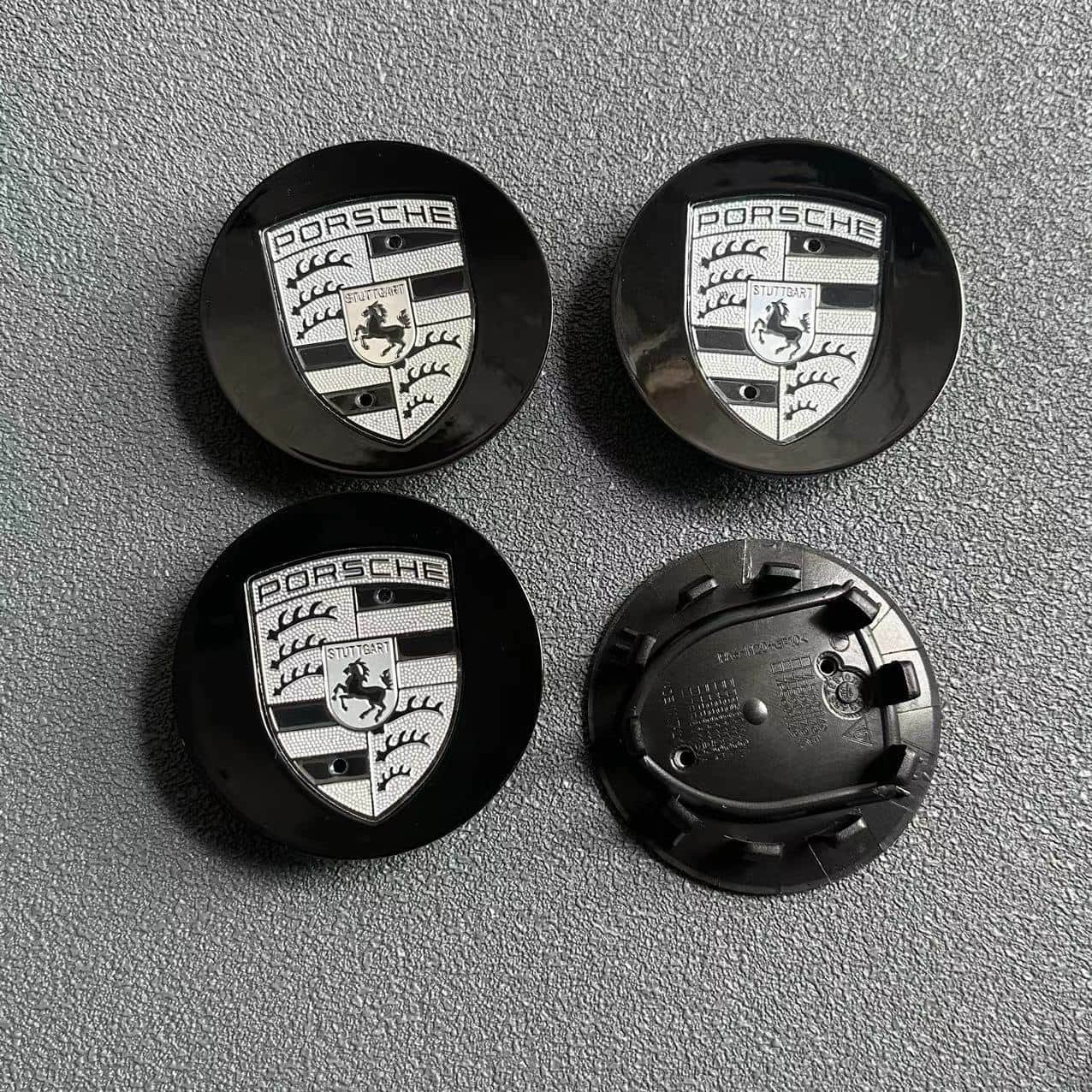 Porsche Nabendeckel 76mm Radkappen 7L5601149 7PP601149 Schwarz/Sliber
