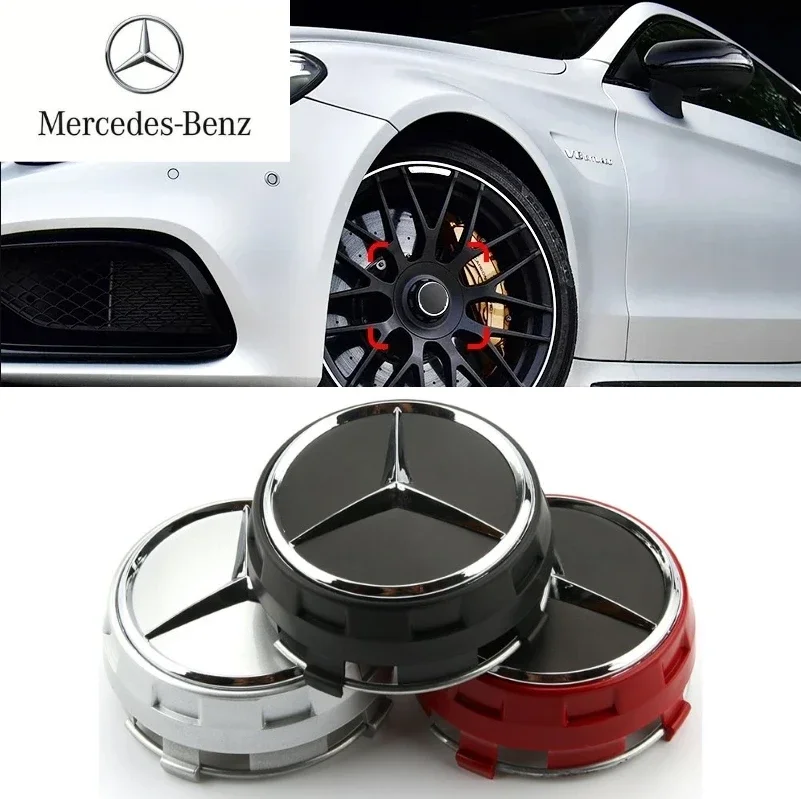 4 Stück 75mm Mercedes-Benz A/B/C/E/S Nabendeckel - Image 3
