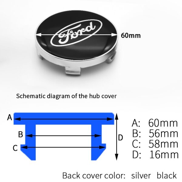 4 Stück Ford 60mm Radnabendeckel Radkappen - Image 3