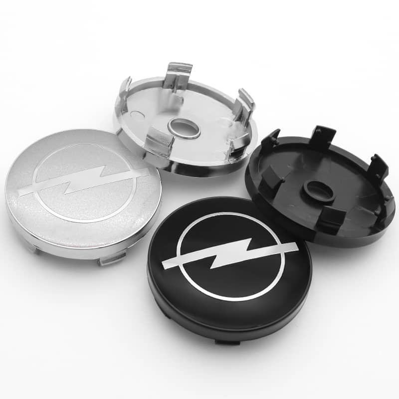 4X Opel 60mm Nabendeckel Radkappen Schwarz Silber