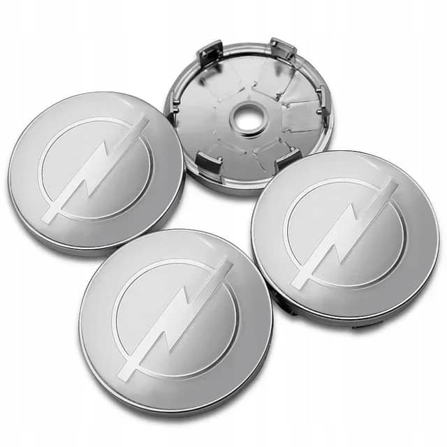 4X Opel 60mm Nabendeckel Radkappen Schwarz Silber - Image 2
