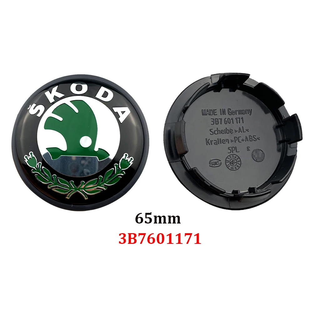 4X 65mm Skoda Nabendeckel Radkappen 3B7601171 - Image 3