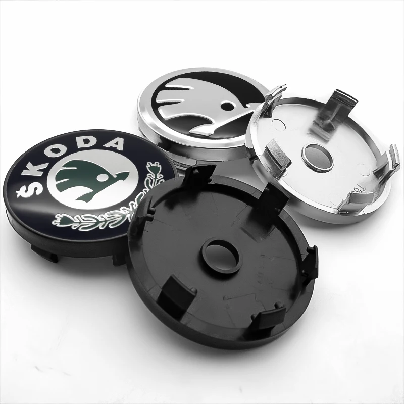 4X Skoda 60mm Nabendeckel Radkappen Octavia Fabia VRS
