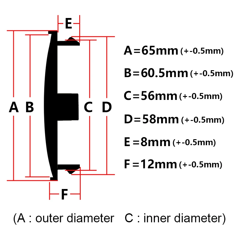 4X 65mm Nabendeckel Radkappen Schwarz - Image 2
